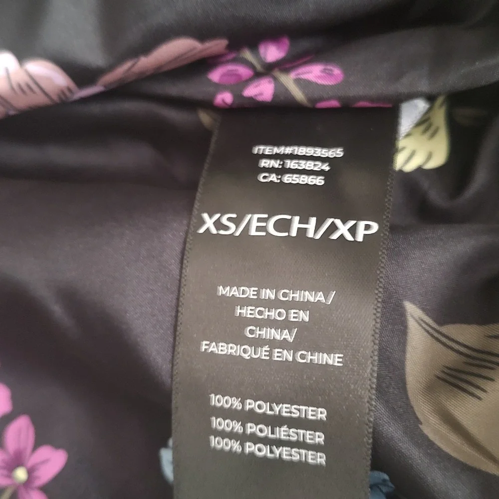 Well Worn Bomber Jacket Women's XS Black Excellent Snap Front Floral Lining NWT
